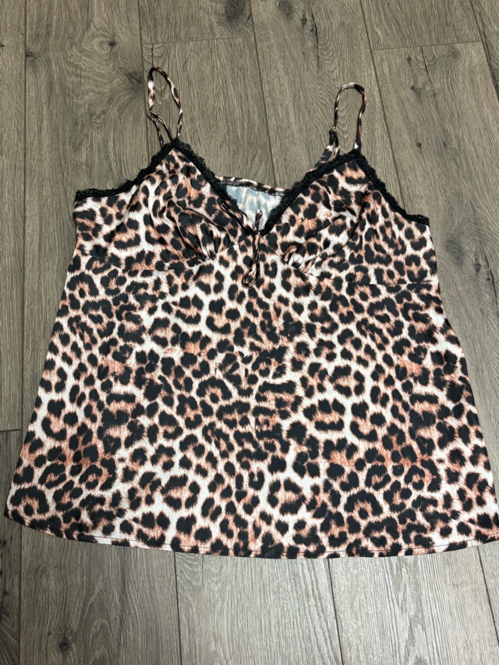 Source Unknown Leopard Print Satin Cami in Brown and Black
